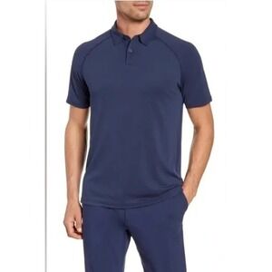 RHONE Mens XL Navy Blue Short Sleeve Collared Polo Shirt Performance Golf Casual